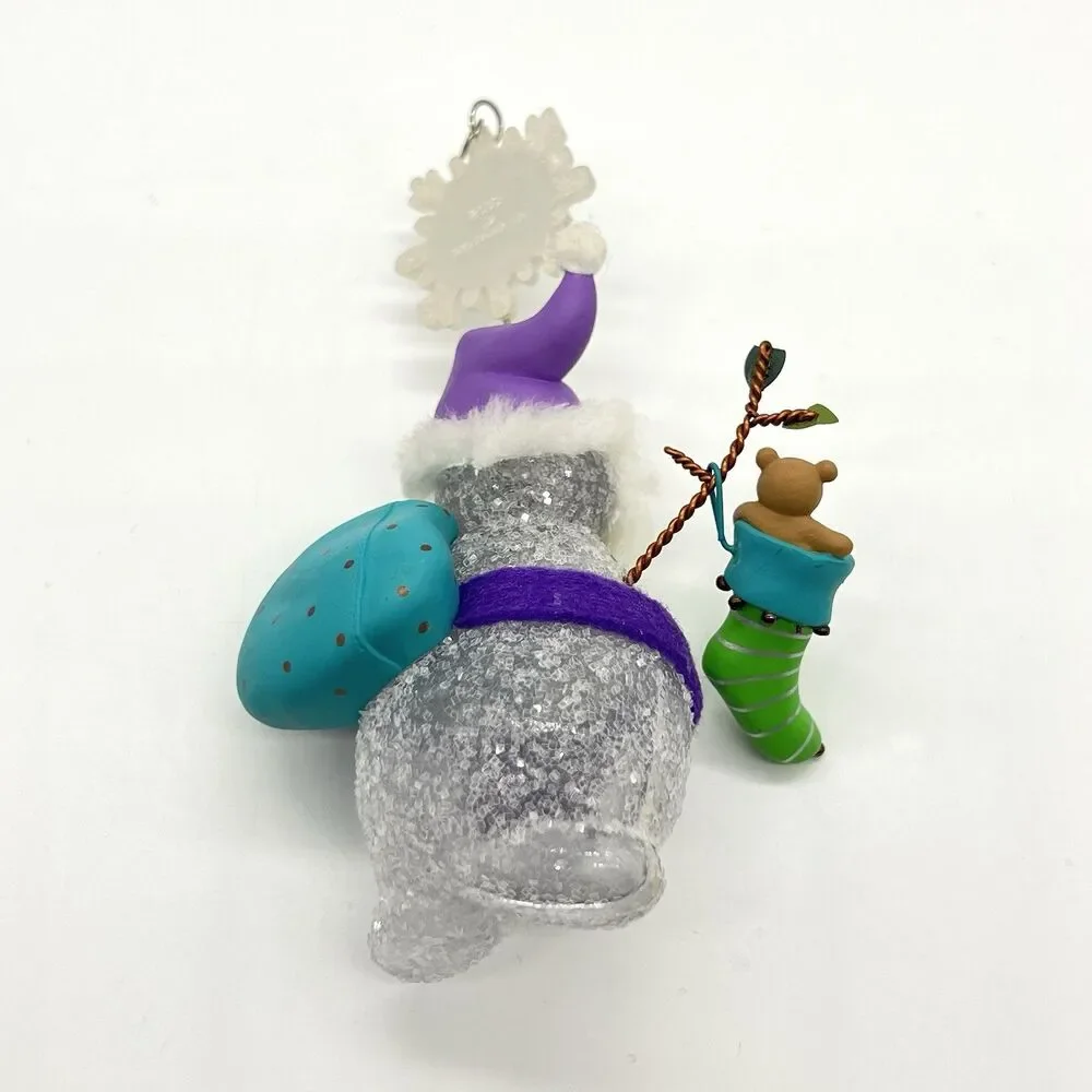 VTG Hallmark Keepsake 2003 Snowmans Land Christmas Ornament Set Glitter Clear x3